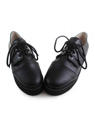 Matte Black Lolita Shoes High Platoform