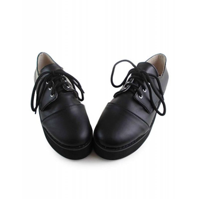 Matte Black Lolita Shoes High Platoform