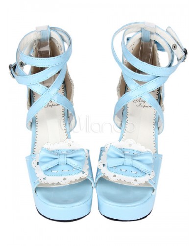 Fantastic Leather Light Sky Blue Lolita Sandals