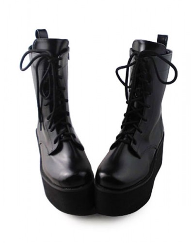 Matte Black Lolita Boots High Platform Lovely