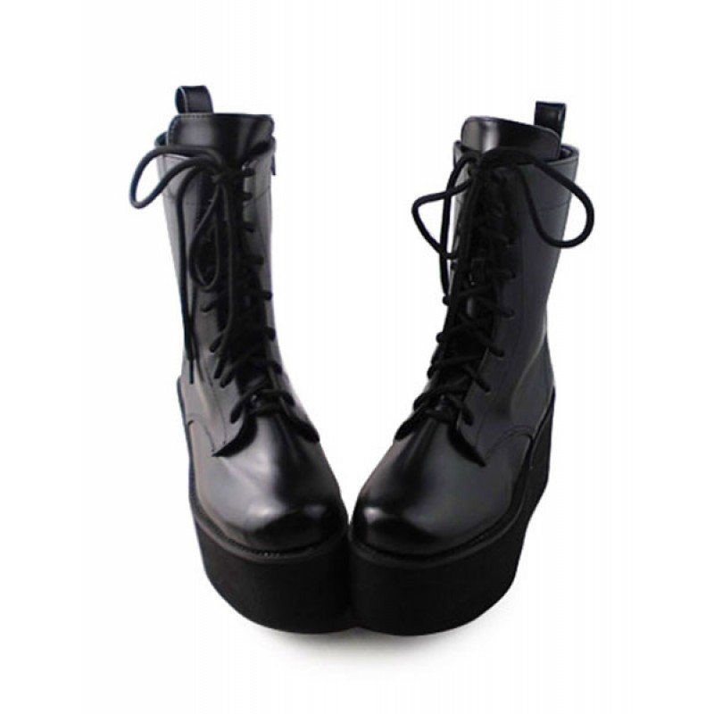 Matte Black Lolita Boots High Platform Lovely