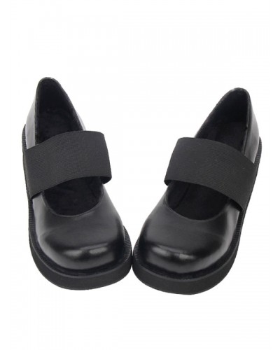 Punk Lolita Shoes Black Platform Wedge Round Toe Lolita Pumps