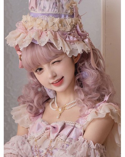 Lolita Wig Long Heat-resistant Fiber Pink Lolita Accessories Sweet Harajuku Fashion ROCOCO Daily Casual Tea Party