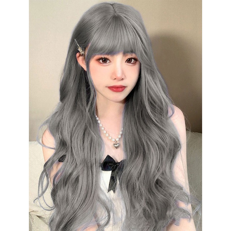 Lolita Wigs Long Heat-resistant Fiber Blue Gray Lolita Accessories Sweet Harajuku Fashion ROCOCO Daily Casual Tea Party