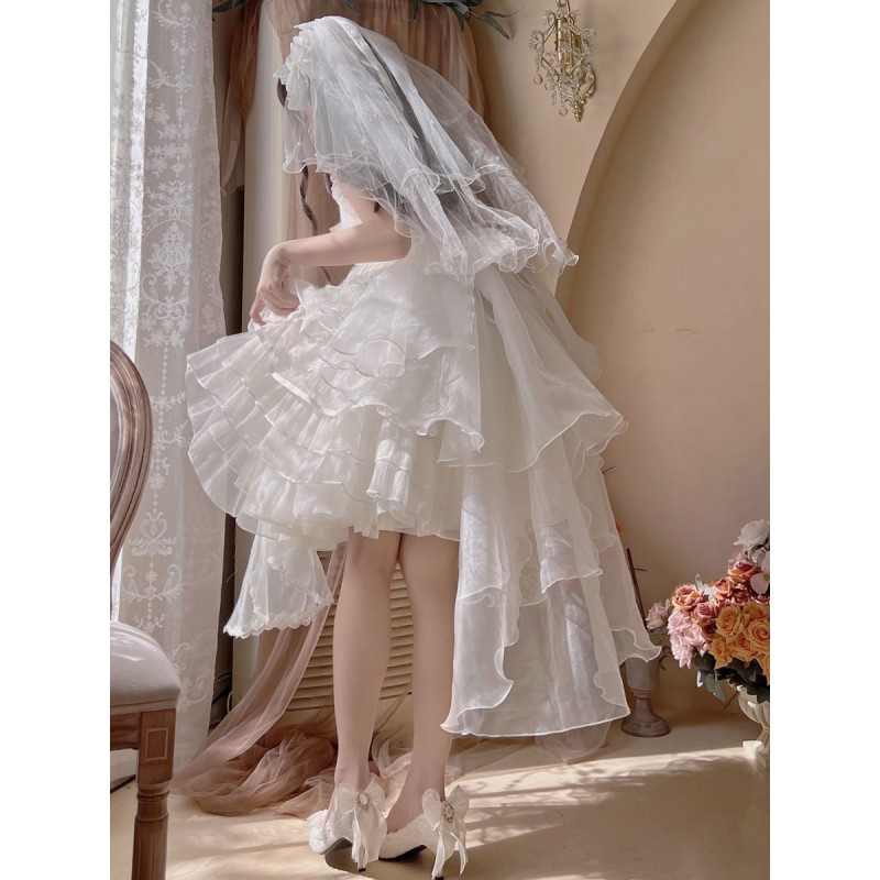 Lolita Accessories White Bows Ruffles Polyester Fiber Headwear Lace Miscellaneous Gothic Lolita Wedding Dress