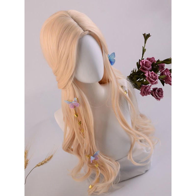 Lolita Wigs Long Curly Blonde Lolita Hair Wig Accessories Harajuku Fashion Daily Casual