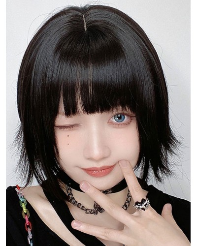 Black Lolita Wigs Short Heat-resistant Fiber Lolita Accessories