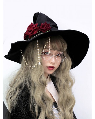 Lolita Hat Rose Chains Accessory Polyester Red Lolita Accessories Gothic Daily Casual Tea Party