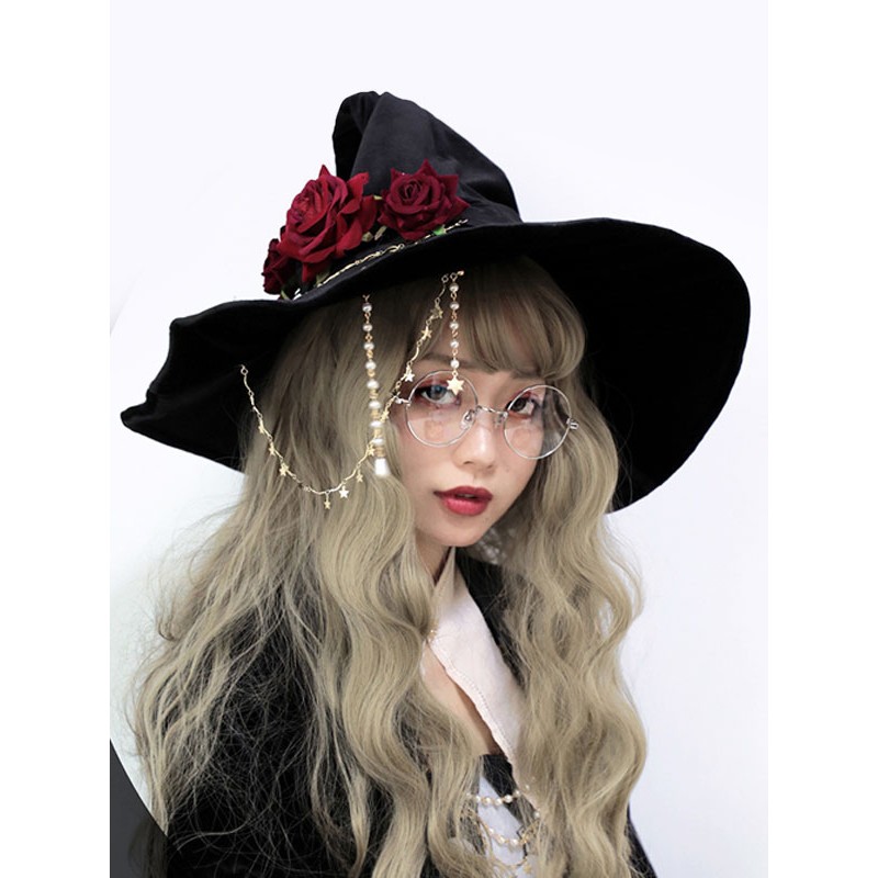 Lolita Hat Rose Chains Accessory Polyester Red Lolita Accessories Gothic Daily Casual Tea Party