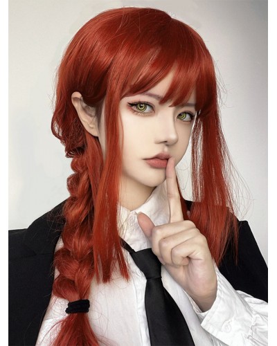 Style Lolita Wigs Orange Red Long Polyester Fiber Lolita Accessories Sweet ROCOCO Daily Casual Tea Party