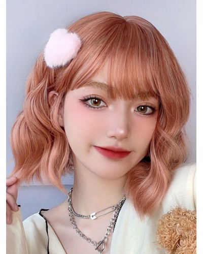 Style Lolita Wig Orange Short Heat-resistant Fiber Lolita Accessories Sweet Harajuku Fashion ROCOCO Daily Casual Tea Party