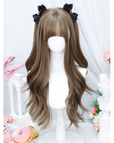 Lolita Wigs Coffee Brown Long Heat-resistant Fiber Lolita Accessories Sweet ROCOCO Harajuku Fashion Daily Casual Tea Party