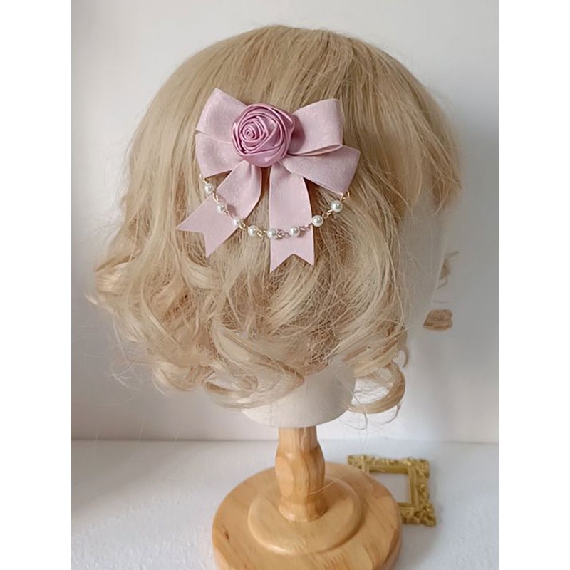 Lolita Accessories Pink Bows Headwear Polyester Miscellaneous Sweet ROCOCO