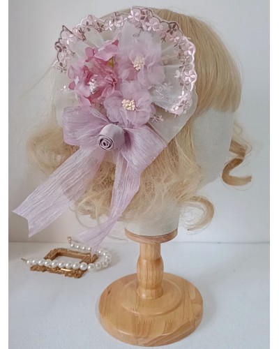 Style Lolita Pink Flowers Bows Polyester Headwear Miscellaneous Accessories Sweet ROCOCO Daily Casual Tea Party