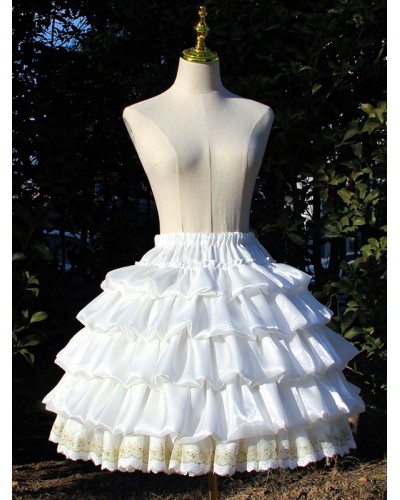 Style Lolita Petticoats Polyester Ruffles Gothic Lolita Petticoat Woman's White Lace Lolita Skirt Sweet ROCOCO