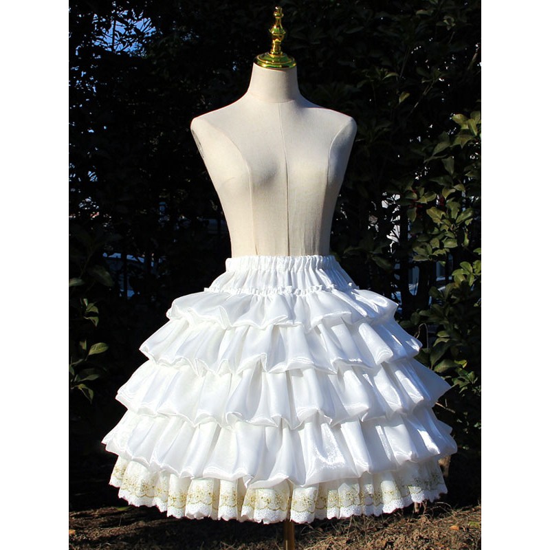 Style Lolita Petticoats Polyester Ruffles Gothic Lolita Petticoat Woman's White Lace Lolita Skirt Sweet ROCOCO