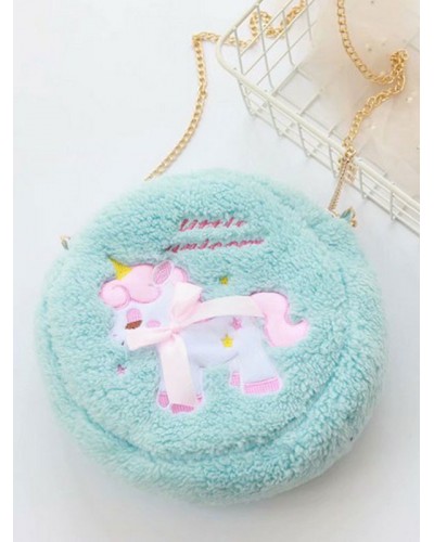 Sweet Lolita Bag Light Sky Blue Long Plush Animal Print Cross Body Bag Lolita Accessories Cross-body Bag