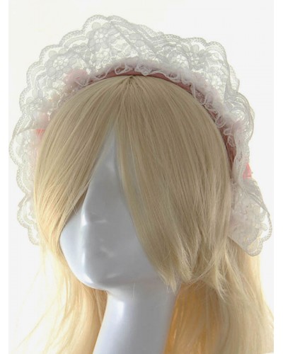 White Lace Synthetic Lolita Hair Accessories For Women Lovely Ball