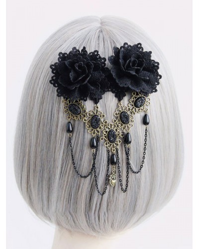 Lolita Black Chains Flowers Lace Headwear Miscellaneous Accessories Steampunk Gothic Daily Casual Tea Party