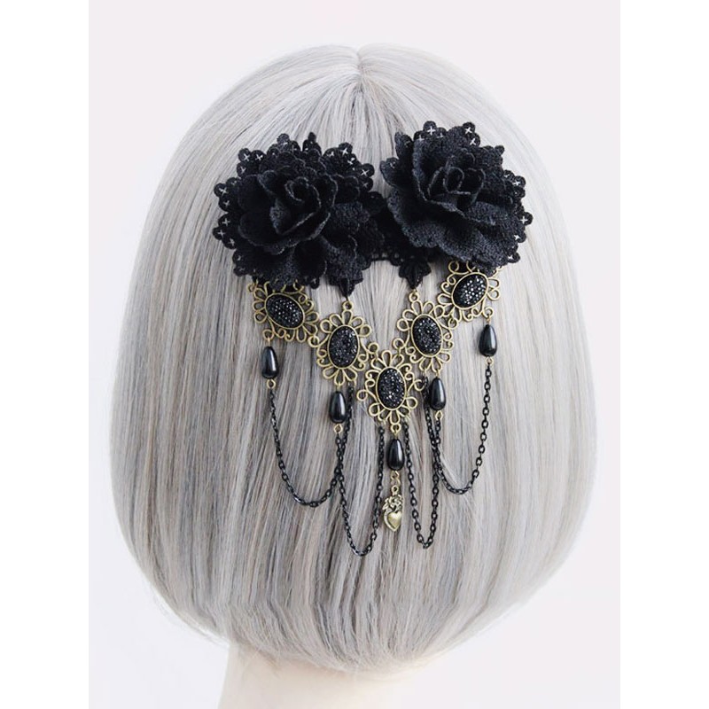 Lolita Black Chains Flowers Lace Headwear Miscellaneous Accessories Steampunk Gothic Daily Casual Tea Party