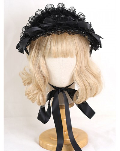 Style Lolita Hat Purple Lace Ruffles Bows Accessory Polyester Lolita Accessories Sweet ROCOCO