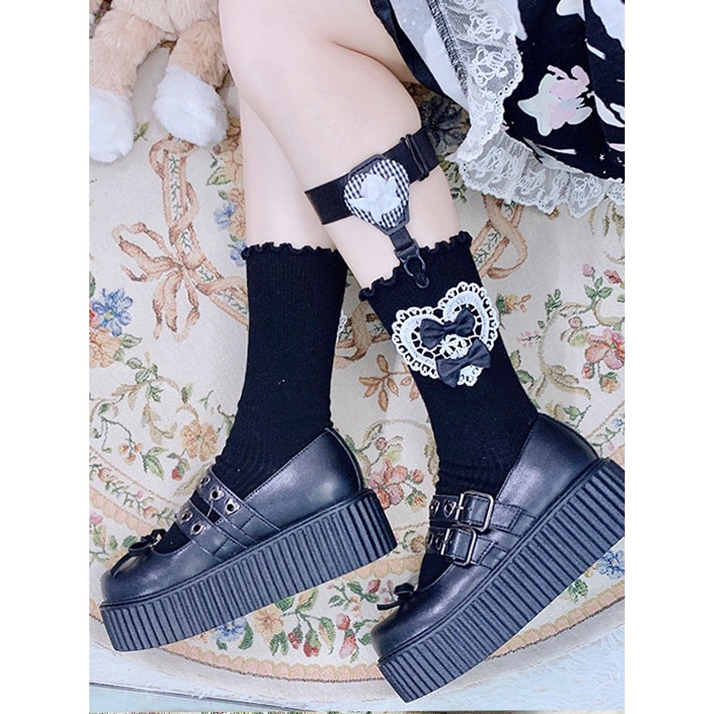 Sweet Lolita Stocking Black Bows Accessory Polyester Bow Lolita Accessories Socks Daily Casual