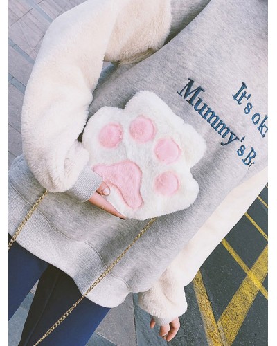 Sweet Lolita Chain Bag Faux Fur Bear Paw Lolita Shoulder Bag Casual