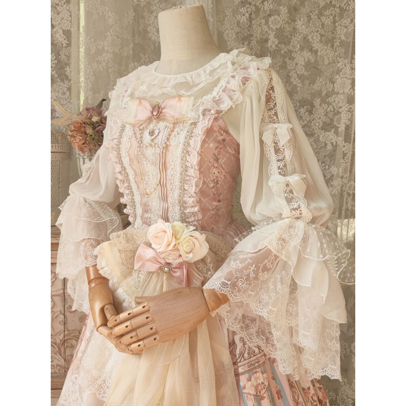 White Lolita Ruffles Bows Long Sleeves Lace Lolita Top Lolita Shirt Blouses Sweet Daily Casual Tea Party