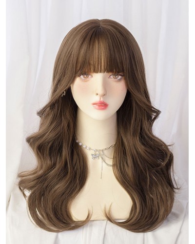 Lolita Wigs Long Tousled Heat-resistant Fiber Deep Brown Lolita Accessories Sweet