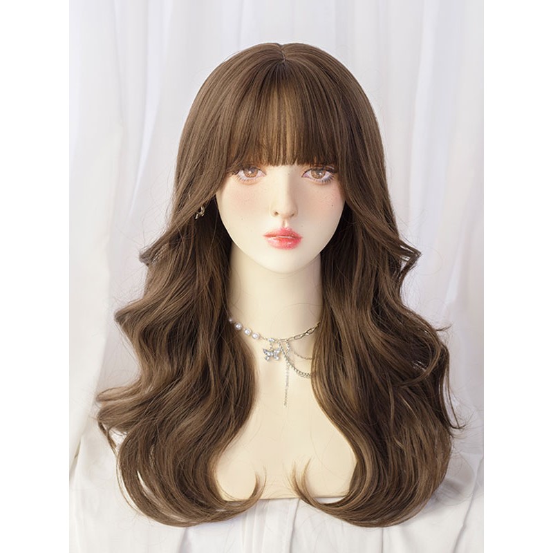 Lolita Wigs Long Tousled Heat-resistant Fiber Deep Brown Lolita Accessories Sweet