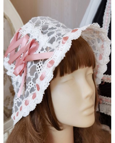 Lolita Hat Accessory Bow Lace Polyester White Lolita Accessories Sweet Daily Casual Tea Party