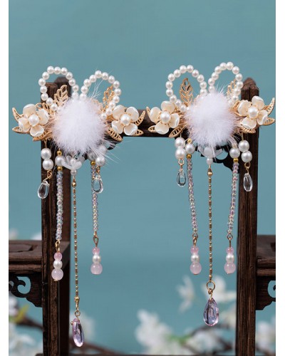 Chinese Style Lolita Accessories Champagne Pom Poms Chains Pearls Metal Accessory Miscellaneous Chinese Style