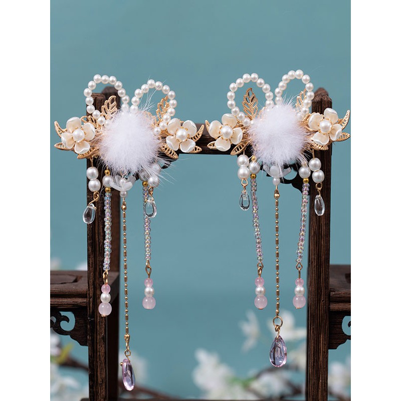 Chinese Style Lolita Accessories Champagne Pom Poms Chains Pearls Metal Accessory Miscellaneous Chinese Style