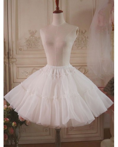 White Lolita Petticoat Ruffle Voile Lolita Underskirt Bottoms Daily Casual Tea Party