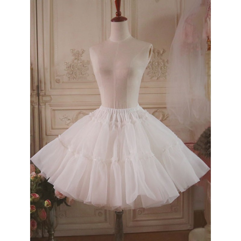 White Lolita Petticoat Ruffle Voile Lolita Underskirt Bottoms Daily Casual Tea Party