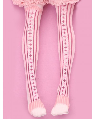 Sweet Lolita Pink Velvet Printed Lolita Stockings Socks Daily Casual