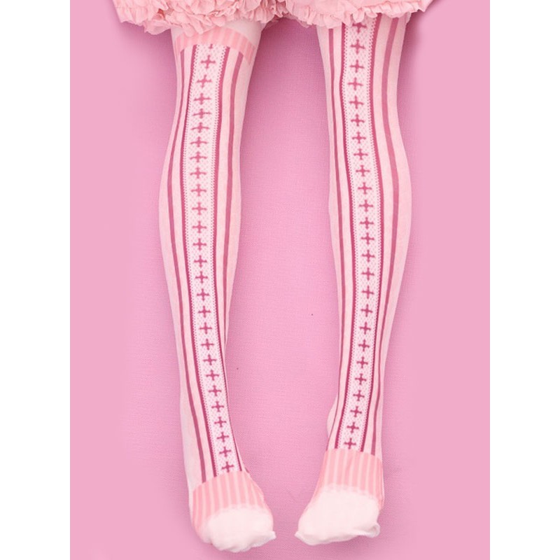 Sweet Lolita Pink Velvet Printed Lolita Stockings Socks Daily Casual