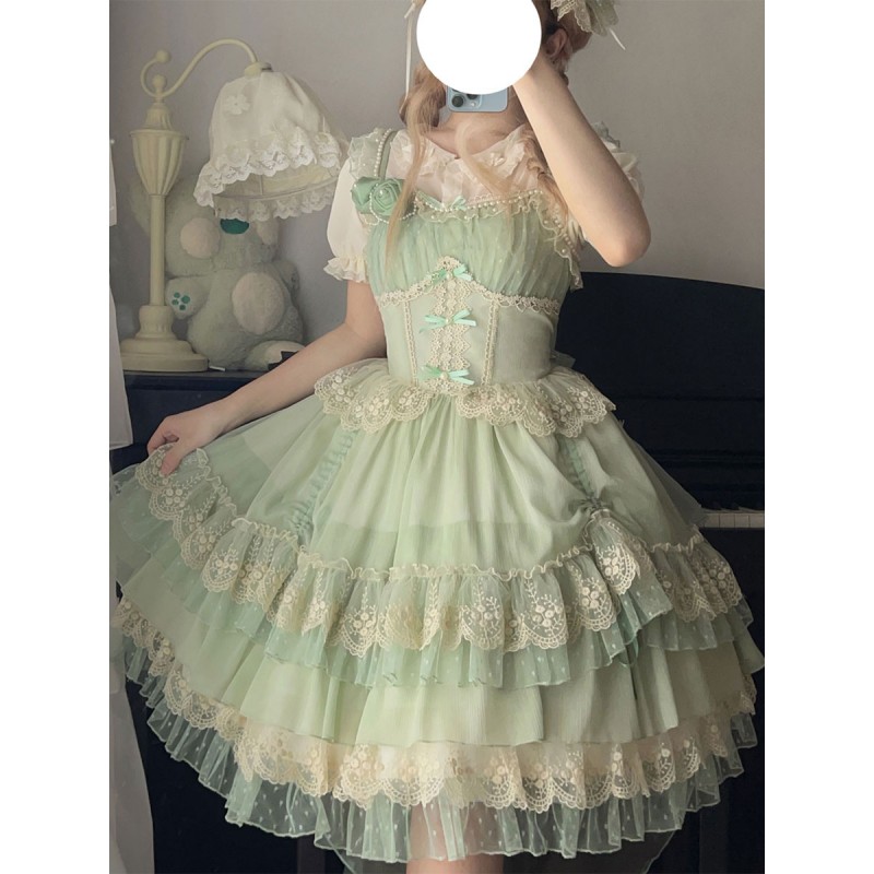 Sweet Lolita Dress Polyester Sleeveless Jumper Dress