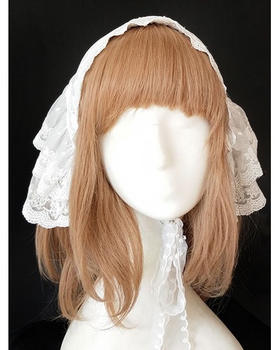 Sweet Lolita Headdress Infanta Sugar And Matcha Lace Ruffle White Lolita Headband Accessories Tea Party