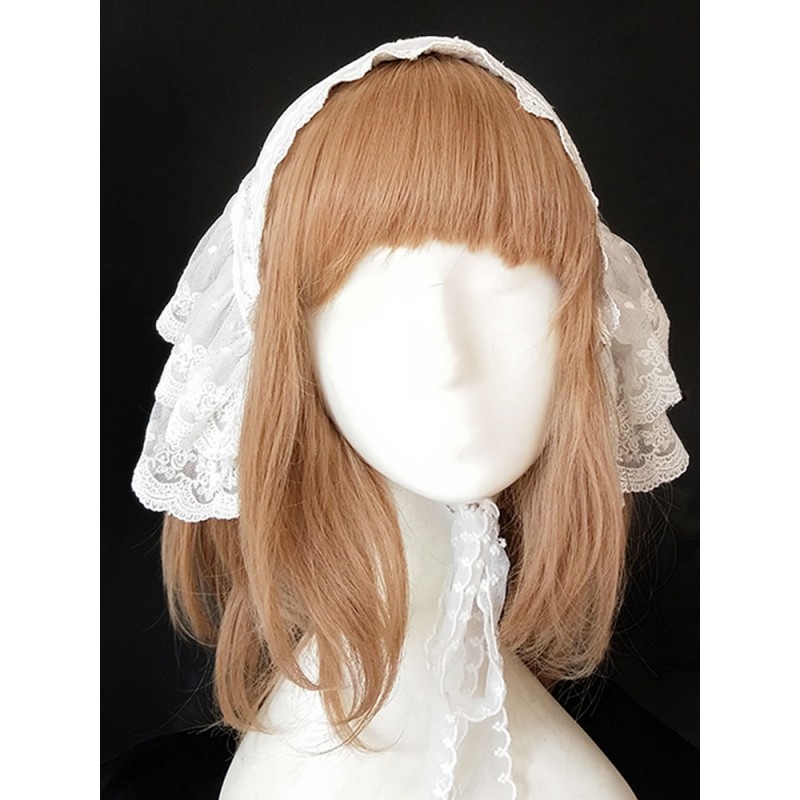 Sweet Lolita Headdress Infanta Sugar And Matcha Lace Ruffle White Lolita Headband Accessories Tea Party