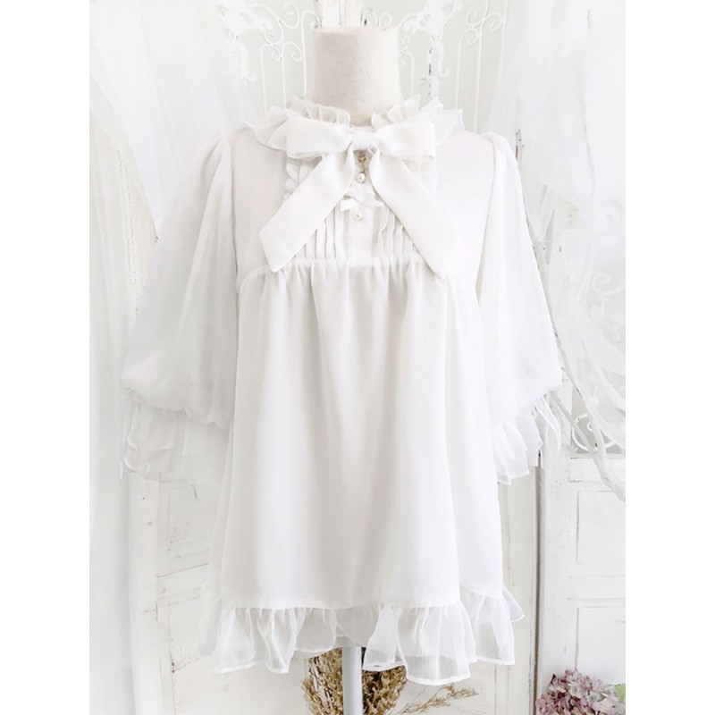 Sweet Lolita Blouses Lolita White Lolita Top Half Sleeves Bows Printed Lolita Shirt Spring Summer Fall