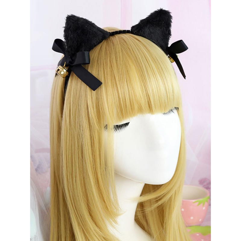 Sweet Lolita Hair Clasp Bell Bow Cat Ear Black Lolita Hair Accessory