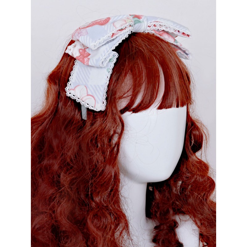 Lolita Headdress Light Sky Blue Polyester Fiber Headband Bowknot Lolita Hair Accessories