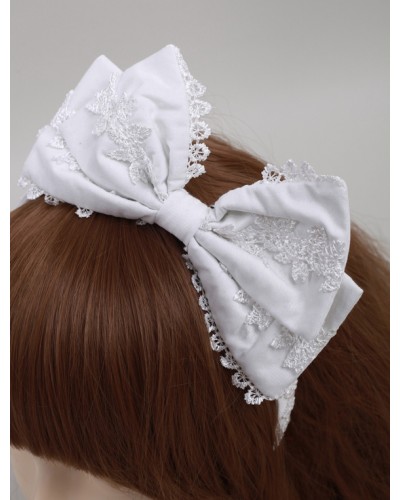 White Cotton Lolita Headbow Embroidery Trim