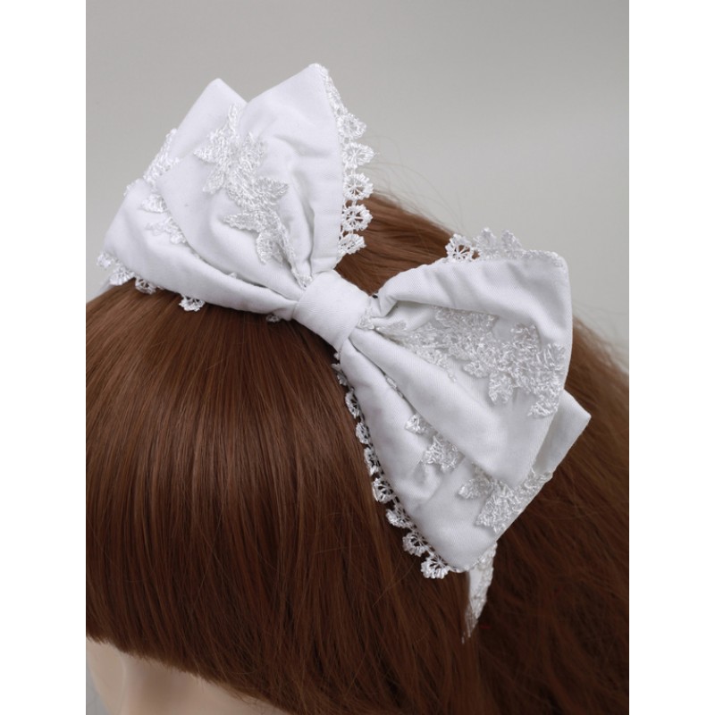 White Cotton Lolita Headbow Embroidery Trim