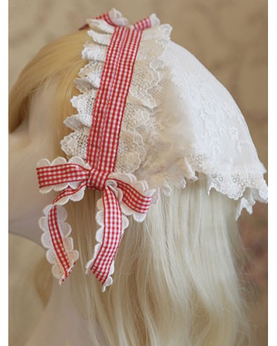 Sweet Lolita Headband Lace Bow Plaided Lolita Headpiece Accessories