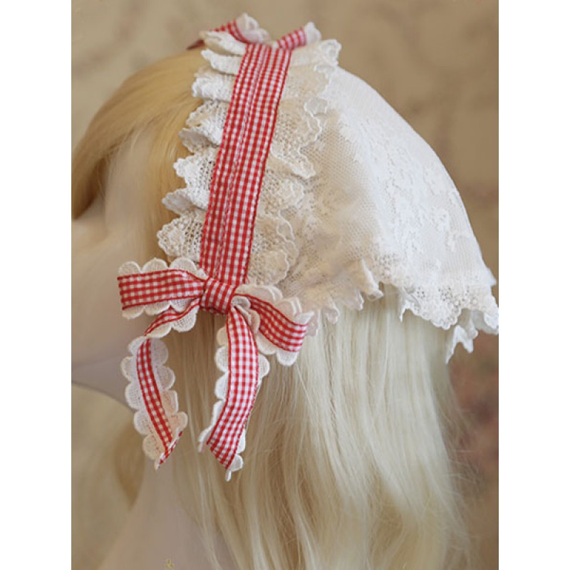 Sweet Lolita Headband Lace Bow Plaided Lolita Headpiece Accessories