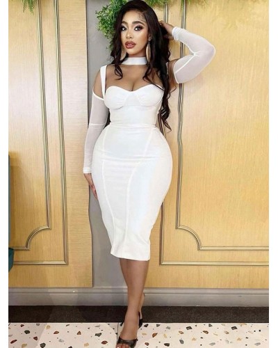 Women Bodycon Dresses Black Strapless Backless Sexy Long Sleeves Pencil Dress Summer Street Wear Daily Casual Dating