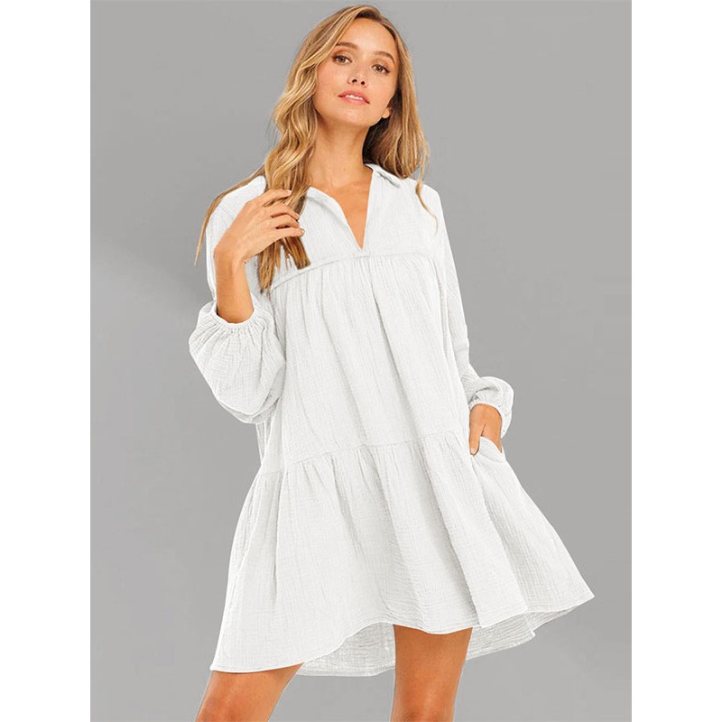 Shift Dresses Turndown Collar Oversized Mini Dress For Women Casual Daily Casual