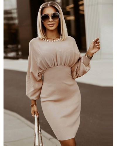 Knitted Dress Fashion Long Sleeves Jewel Neck Dresses Chic  Modern Dating